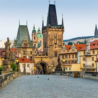 Charles Bridge in Prague at first light, an unforgettable anniversary or birthday gift
